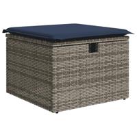 9-delige Loungeset met kussens poly rattan grijs - thumbnail