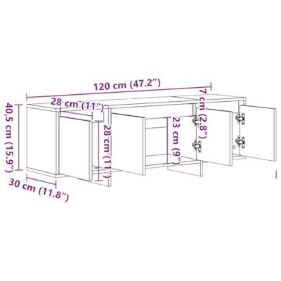 Tv-meubel 120x30x40,5 cm bewerkt hout oud houtkleurig