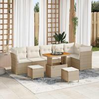 Tuinbankenset 9 pcs Beige poly rattan - thumbnail