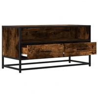 Tv-meubel 80x34,5x40cm bewerkt hout metaal gerookt eikenkleurig - thumbnail