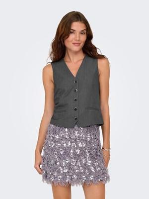 Only Onliris-hattie Waistcoat Tlr Noos Gilets Dark Grey Melange