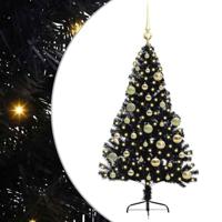 VidaXL Kunstmatig voorverlicht kerstboom met 150 led zwart 120 cm pvc - thumbnail
