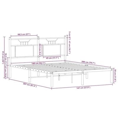 Bedframe zonder matras bewerkt hout bruin eikenkleur 140x200 cm Bedframe zonder matras bewerkt hout bruin eikenkleur 140x200 cm