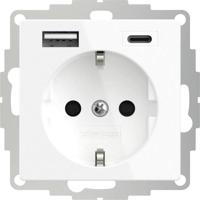 2USB 2U-449528 Geaard stopcontact Met USB-laaduitgang, Aanraakbeveiliging, VDE IP20 Sneewwit (zijdemat) - thumbnail