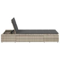 Ligbed met zwevend kussen poly rattan lichtgrijs - thumbnail
