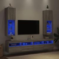 Tv-meubels met LED-verlichting 2 st 30,5x30x102 cm grijs sonoma - thumbnail