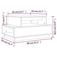 Salontafel 80x55x40,5 cm massief grenenhout grijs - thumbnail