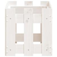 VidaXL Plantenbak met hekontwerp 60x30x30 cm massief grenenhout wit - thumbnail