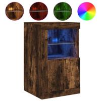 Bijzetkastjes met LED 2 st bewerkt hout gerookt eikenkleurig - thumbnail