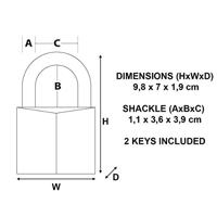Masterlock 70mm - 36mm hardened steel shackle, 11mm diam. - double locking - 6-pi - 170EURD - thumbnail