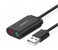 UGREEN 30724 USB-kabel USB 2.0 USB-A stekker, Jackplug-bus 3,5 mm, Jackplug-bus 3,5 mm 0.15 m Zwart - thumbnail