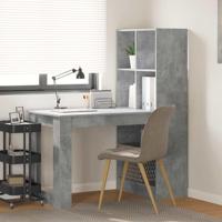 Bureau met plank Beton Grijs 122 x 67 x 145 cm Bewerkt hout - thumbnail