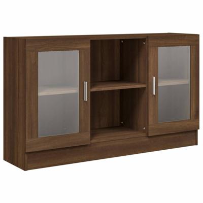 Vitrinekast 120x30,5x70 cm bewerkt hout bruin eikenkleur
