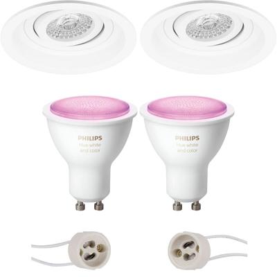 Philips Hue LED Spot Set GU10 Rond Mat Wit Kantelbaar Ø105mm Bluetooth