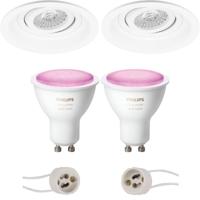 Philips Hue LED Spot Set GU10 Rond Mat Wit Kantelbaar Ø105mm Bluetooth - thumbnail