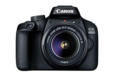 Canon EOS 4000D Kit 18-55mm III Digitale spiegelreflexcamera Incl. EF-S 18-55 mm IS II lens 18 Mpix Zwart Optische zoeker, Met ingebouwde flitser, WiFi,