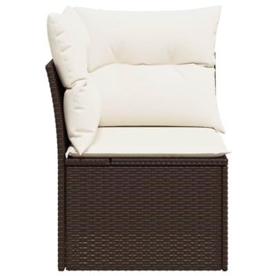 Tuinhoekbank met kussens poly rattan bruin