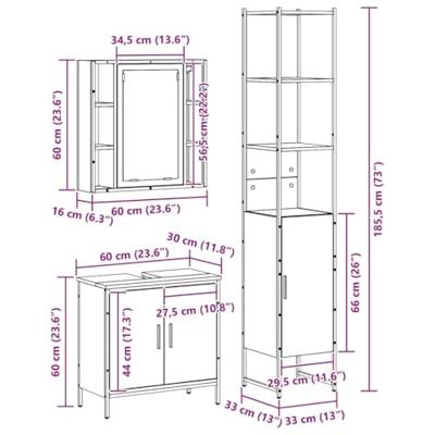 Badkamer Sink Kast Zwart Eiken 60x30x60 cm Bewerkt Hout