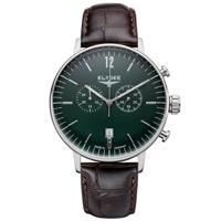 Elysee EL.13296 Horloge staal-leder zilverkleurig-bruin - thumbnail