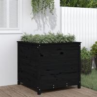 VidaXL Plantenbak 82,5x82,5x78 cm massief grenenhout zwart - thumbnail