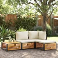 Tuinvoetenbank met kussen 68x68x30 cm massief acaciahout - thumbnail