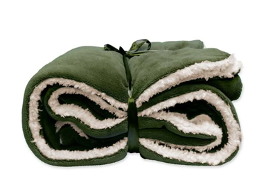 Lars coral fleece/suede plaid winter green 150x200 cm Unique Living - Unique living