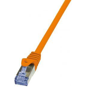 LogiLink CQ3098S RJ45 Netwerkkabel, patchkabel CAT 6A S/FTP 10.00 m Oranje Vlambestendig, Snagless 1 stuk(s)