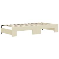 Slaapbank met onderschuifbed 90x200 cm kunstleer crèmekleurig - thumbnail