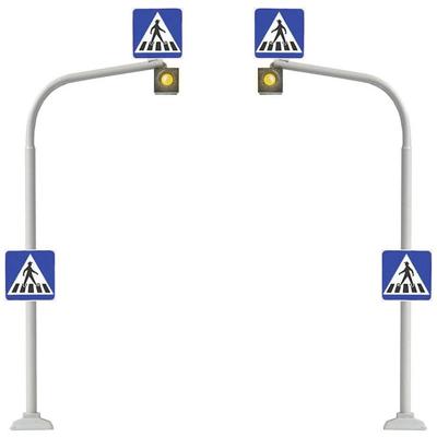 Busch 5916 H0 Set van 2 stuks Voetgangers-verkeerslichten incl. zebrastrepen Bouwpakket