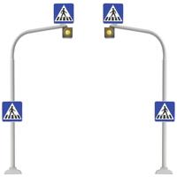 Busch 5916 H0 Set van 2 stuks Voetgangers-verkeerslichten incl. zebrastrepen Bouwpakket - thumbnail