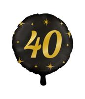 Classy Folieballon 40 Jaar Zwart/Goud (46cm) - thumbnail