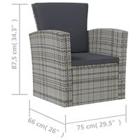 8-delige Loungeset met kussens poly rattan grijs - thumbnail