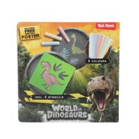 World Of Dinosaurs stoepkrijt dino met sjablonen, 10dlg. - thumbnail