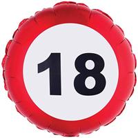 Folieballon verkeersbord 18 jaar - thumbnail