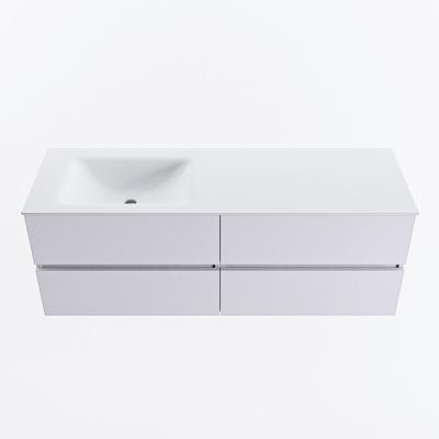 MONDIAZ VICA 140cm badmeubel onderkast Cale 4 lades. Wastafel CLOUD links 1 kraangat, kleur Talc.