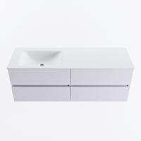 MONDIAZ VICA 140cm badmeubel onderkast Cale 4 lades. Wastafel CLOUD links 1 kraangat, kleur Talc. - thumbnail