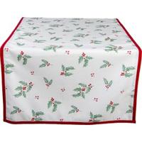 Clayre & Eef Tafelloper Kerst 50x140 cm Wit Rood Katoen Rechthoek - thumbnail