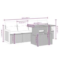 5-delige Loungeset met kussens poly rattan beige - thumbnail