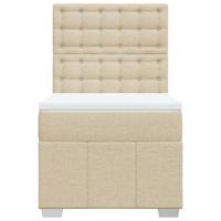 Boxspring met matras stof crèmekleurig 90x200 cm - thumbnail