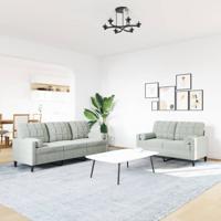 2-delige Loungeset met kussens en bolsters fluweel lichtgrijs - thumbnail