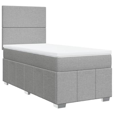 Boxspring met matras stof lichtgrijs 140x200 cm