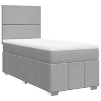 Boxspring met matras stof lichtgrijs 120x190 cm - thumbnail
