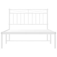 Bedframe met hoofdbord metaal wit 107x203 cm - thumbnail