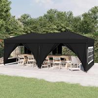 Partytent inklapbaar met zijwanden 3x6 m zwart - thumbnail