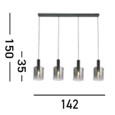 Searchlight Zwarte hanglampSweden 4-lichts - 88910-4BK