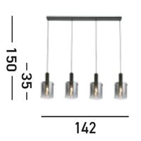 Searchlight Zwarte hanglampSweden 4-lichts - 88910-4BK - thumbnail