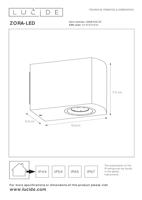 Lucide ZORA-LED - Wandspot / Wandlamp Binnen/Buiten - LED Dimb. - GU10 - 1x5W 3000K - IP44 - Wit - thumbnail
