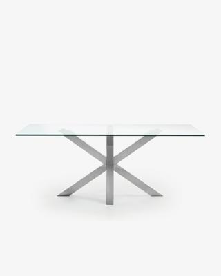 Kave Home Eettafel 'Argo' Chroom/Glas, 180 x 100cm Kave Home Eettafel 'Argo' Chroom/Glas, 180 x 100cm