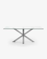 Kave Home Eettafel 'Argo' Chroom/Glas, 180 x 100cm - thumbnail