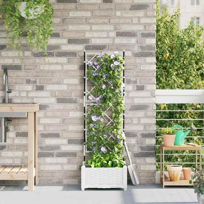 VidaXL Tuin bloempot wit 40 x 40 x 125,5 cm staal